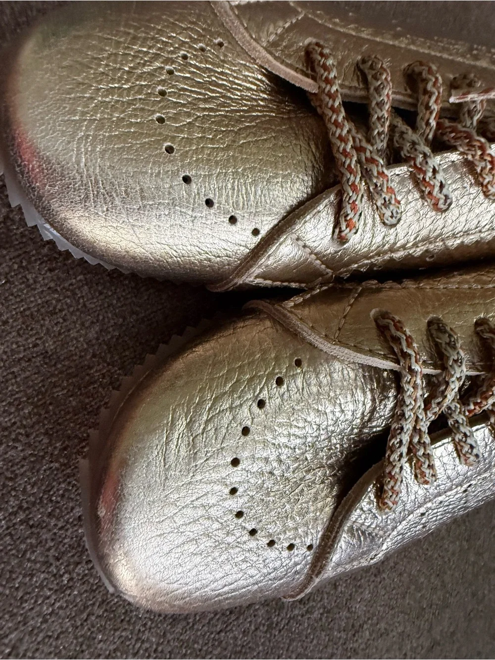 Pedro Garcia Metallic Gold Low-Profile Lace-Up Sneaker sizes 38